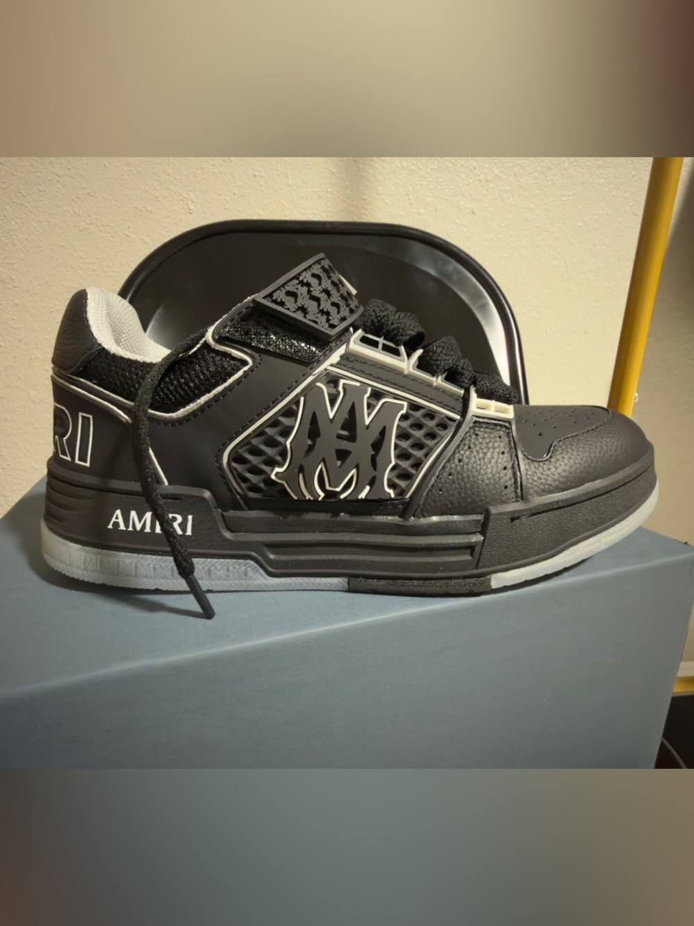 AMIRI Black White Logo Low-Top Skate Sneaker 44/10